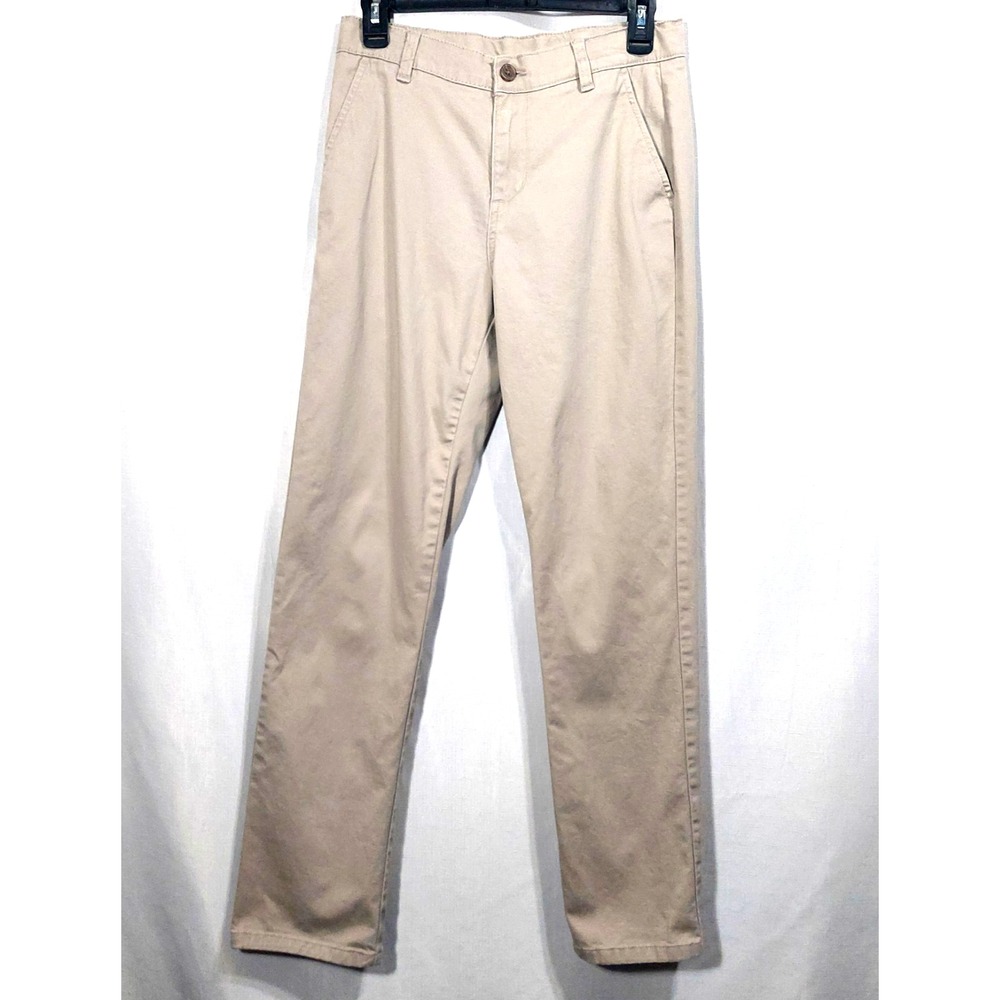 Izod Pants Boy 18 Khaki School Dress Casual Stretch Adjustable Waist Cotton Flaw